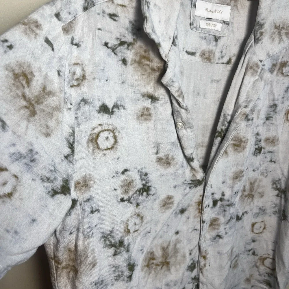 Porter & Ash Shirt Mens Small Linen Blend Toe Dye Button Up Summer Casual Resort